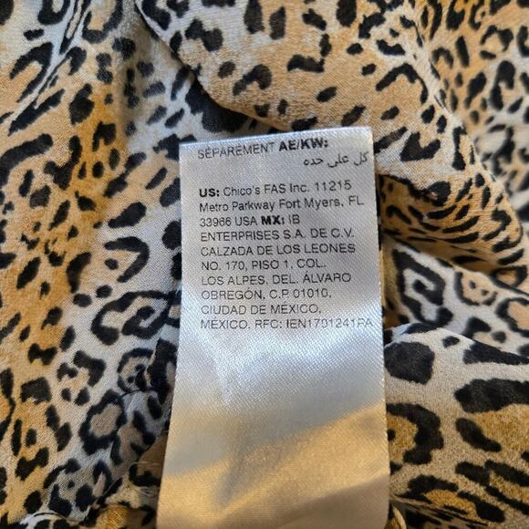 Chico's Animal Print Sheer Top Women Size 16/18 Chic Classic Preppy Feminine - Picture 12 of 12